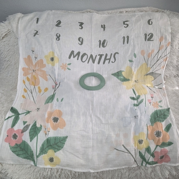 Cloud Island Muslin Blanket Baby Monthly Milestones w/ Felt Frame Meadow Floral - Picture 1 of 7
